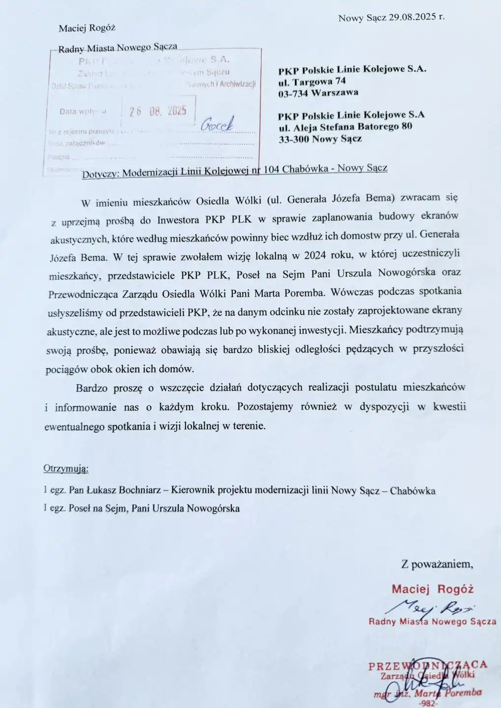 Hałas kolei zagraża spokojowi Osiedla Wólki. Radny i mieszkańcy walczą o ekrany akustyczne