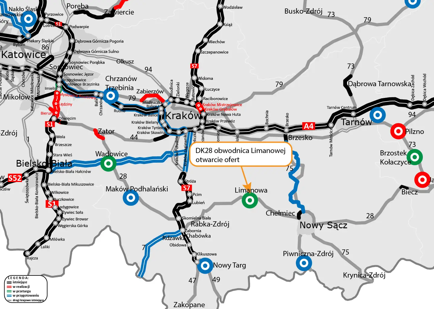 12 firm chce budować obwodnicę Limanowej. Poznaliśmy oferty, najtańsza za 262 mln zł