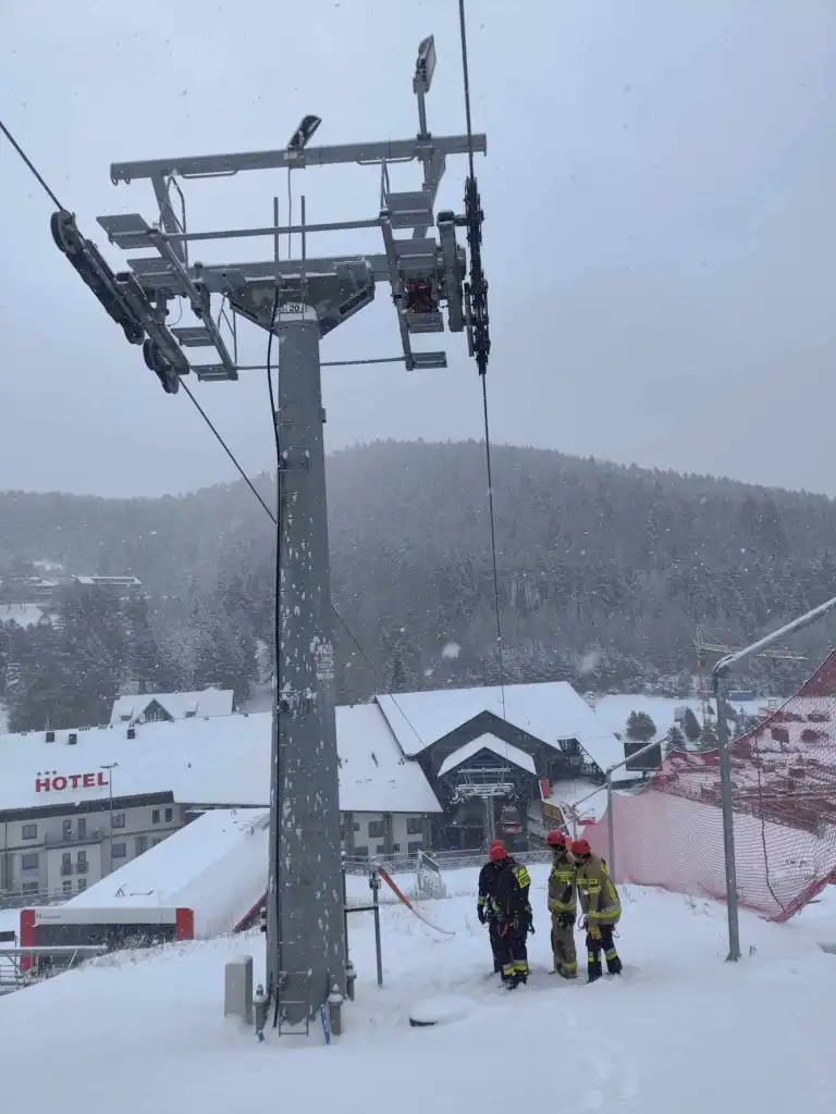 Szkolenie ratowników wysokościowych z grupy „SGRW Krynica”  na stacji narciarskiej „Jaworzyna Krynicka”