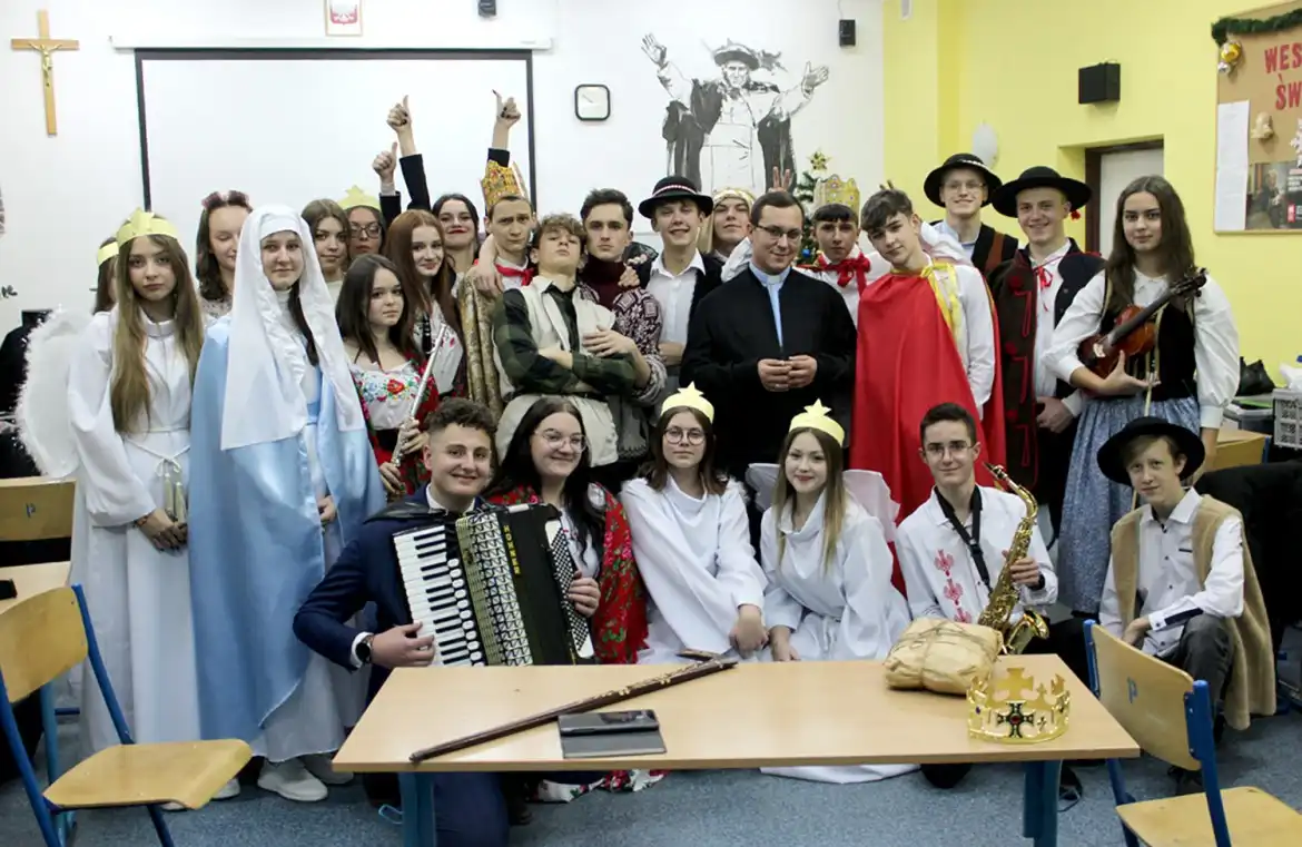 Spotkanie przy wigilijnym stole w ZSP w Krynicy-Zdroju