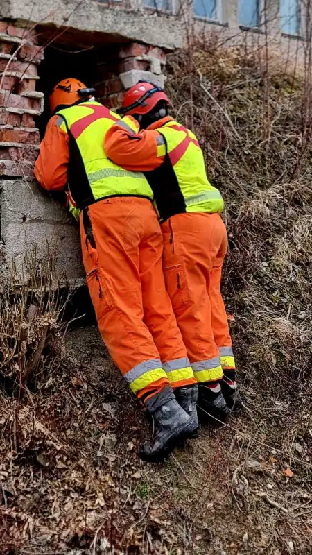 Próba w opuszczonym hotelu. Psy ratownicze OSP Nowy Sącz na szkoleniu
