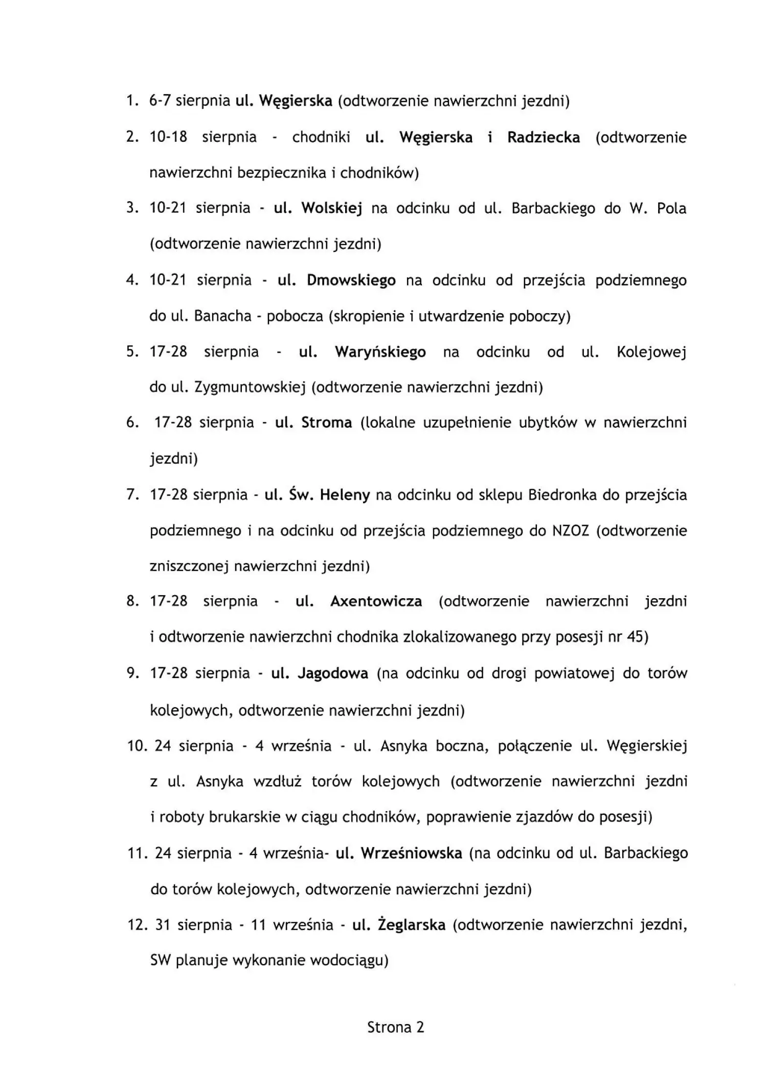Po Węgierskiej czas na kolejne remonty. Nowy Sącz pokazał plan prac do połowy września
