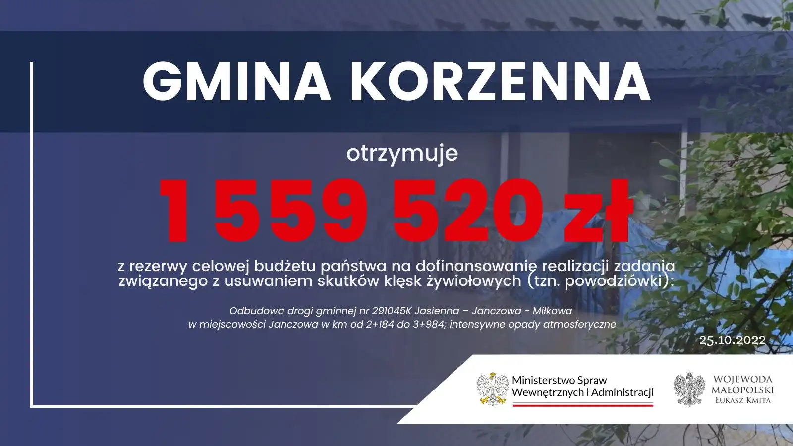 Kolejne środki pieniężne dla małopolskich samorządów na usuwanie skutków klęsk żywiołowych. Również tych na Sądecczyźnie