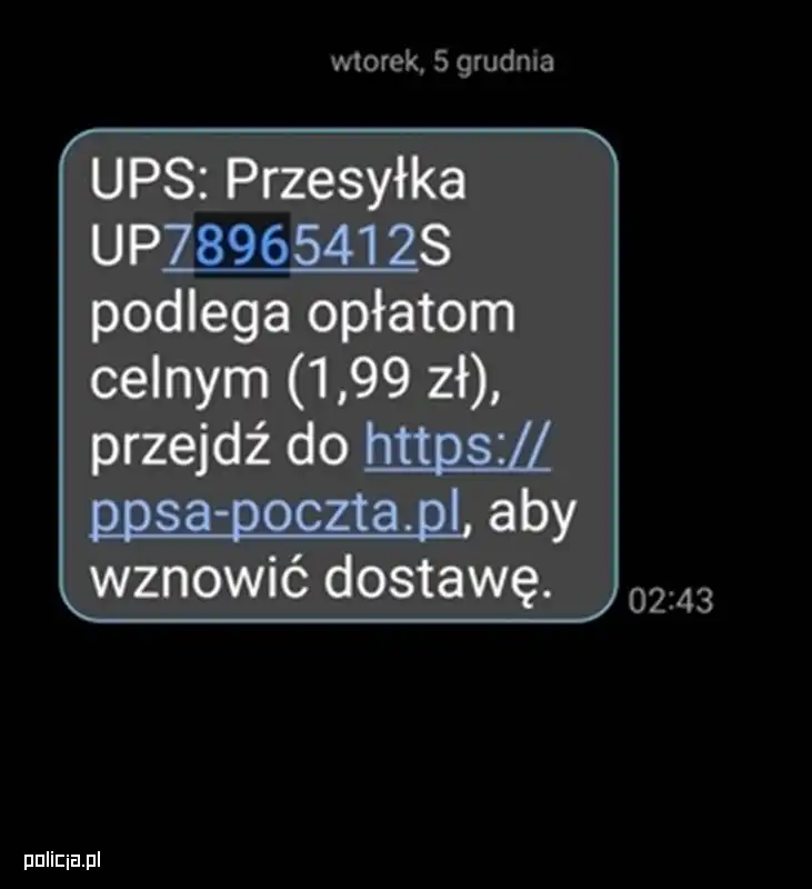 Uwaga na sms-y dotyczące rzekomych dopłat do przesyłek kurierskich lub zmiany danych adresowych dotyczących przesyłki