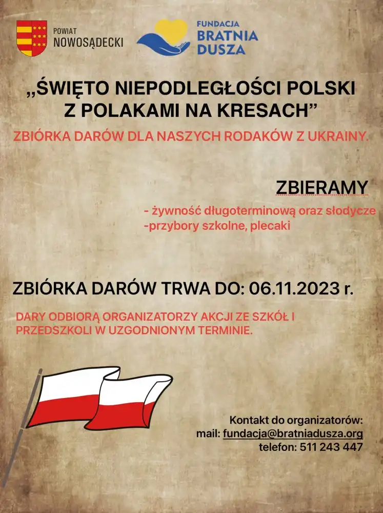 Święto Niepodległości Polski z Polakami na Kresach - kolejna akcja Fundacji Bratnia Dusza