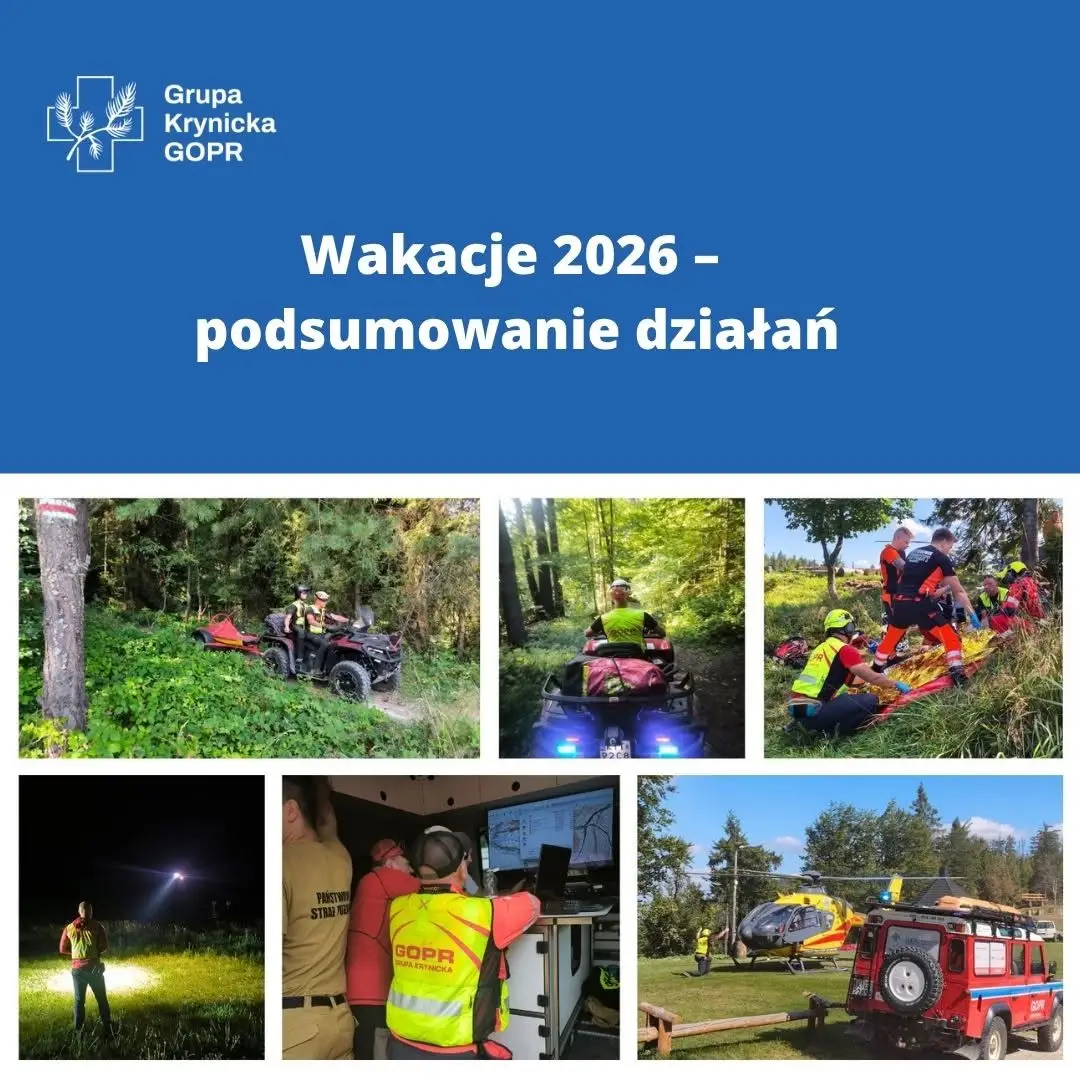 Aż 90 akcji GOPR podczas wakacji. Wypadki, zagubieni turyści i śmigłowiec