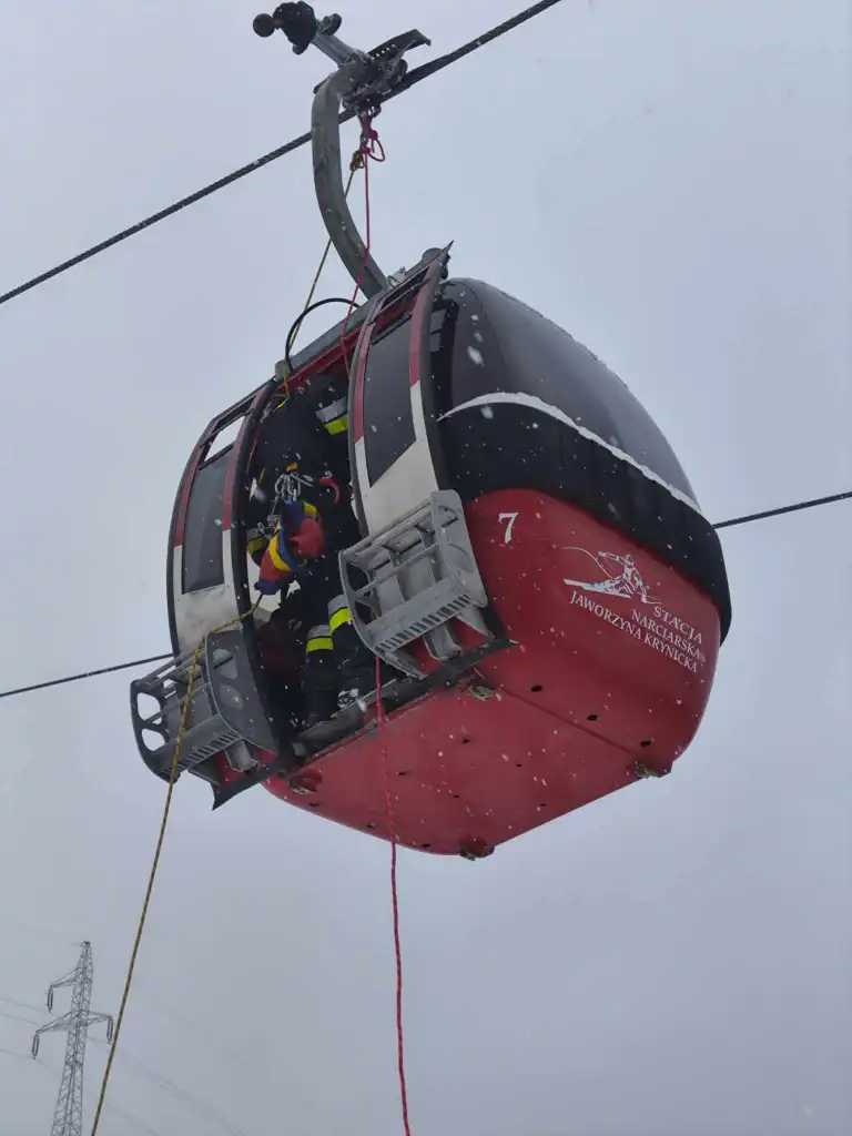 Szkolenie ratowników wysokościowych z grupy „SGRW Krynica”  na stacji narciarskiej „Jaworzyna Krynicka”