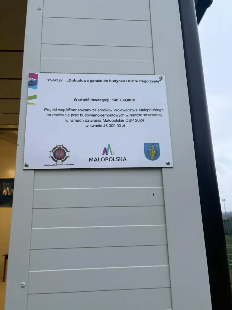 Nowy garaż i sprzęt ochronny dla OSP w Pagorzynie