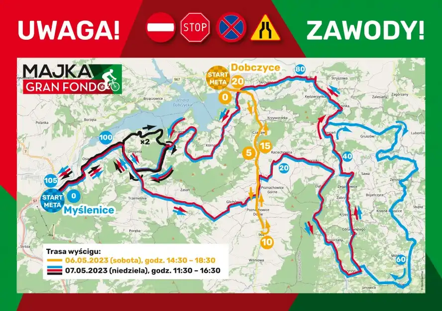 Uwaga! 7 maja utrudnienia w ruchu w związku z wyścigiem rowerowym "Majka Gran Fondo"