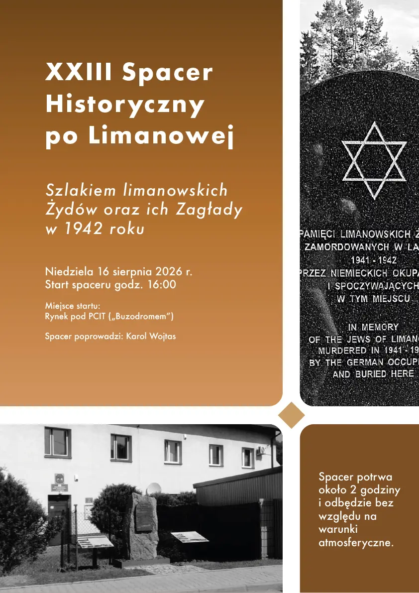 Śladami limanowskich Żydów i ich Zagłady. W niedzielę kolejny Spacer Historyczny