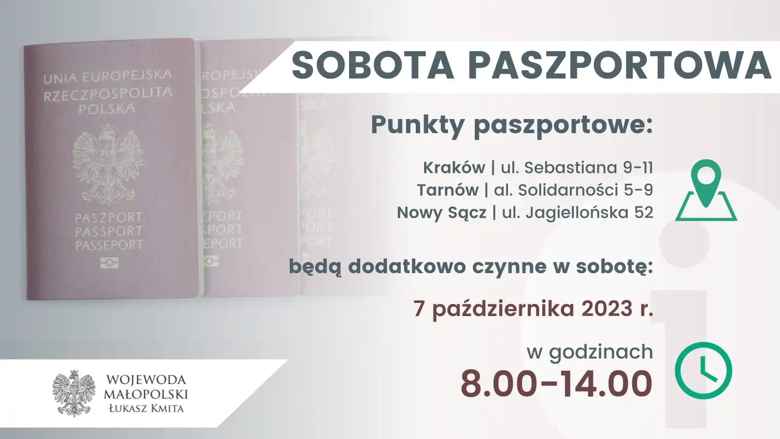 7 października kolejna „sobota paszportowa”. Wniosek będzie można złożyć lub odebrać gotowy dokument w Krakowie, Tarnowie i Nowym Sączu