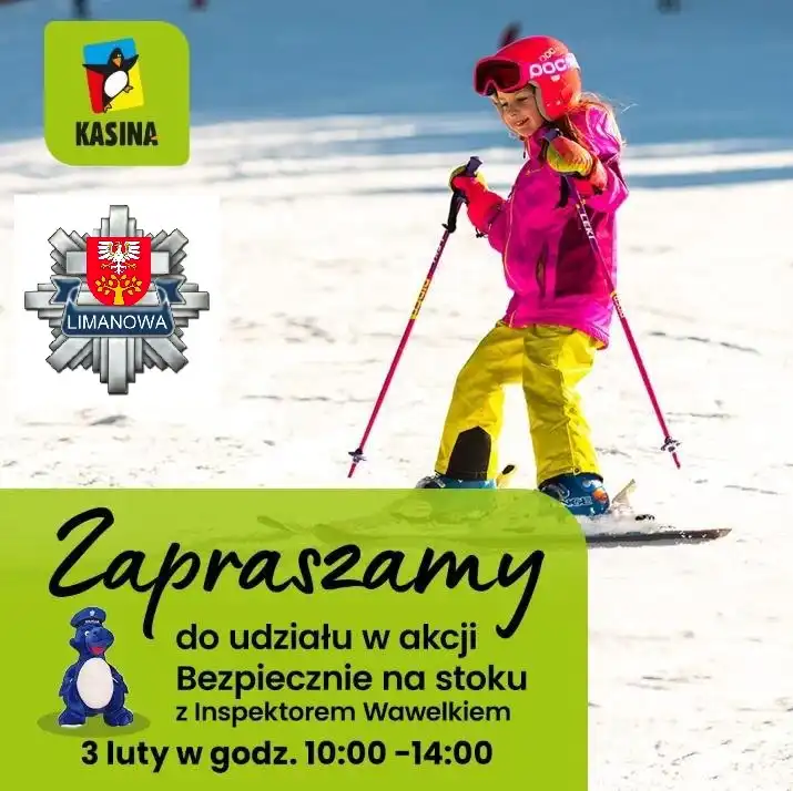 Bezpiecznie na stoku narciarskim w Kasinie Wielkiej z inspektorem Wawelkiem