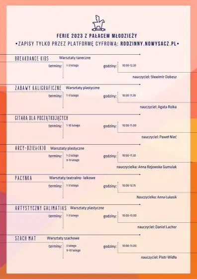 Ferie 2023 z Pałacem Młodzieży