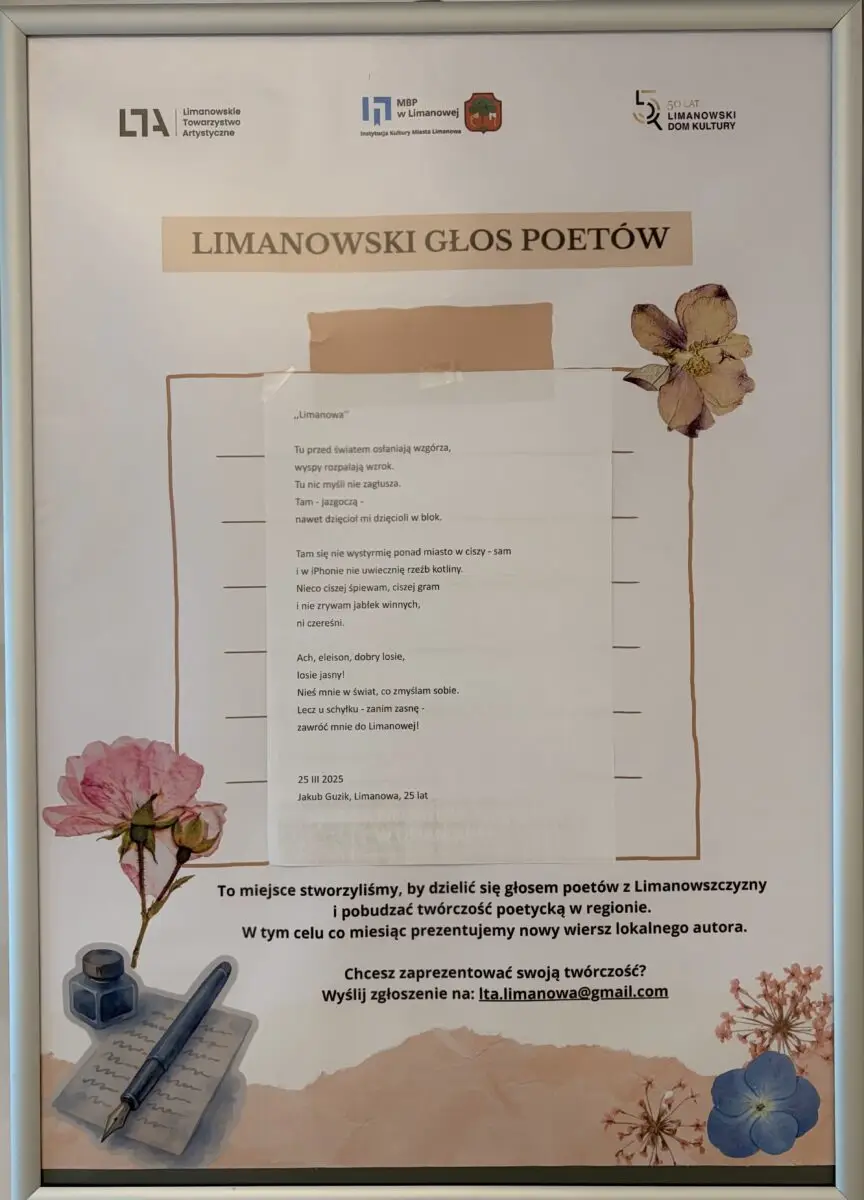 Masz własny wiersz? W Limanowej ruszyła inicjatywa dla lokalnych poetów