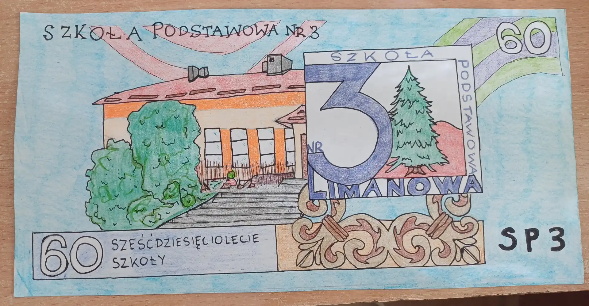 Konkurs plastyczny „Okolicznościowy banknot 60-cio złotowy” w SP nr 3 w Limanowej. Kreatywność młodych artystów na najwyższym poziomie!