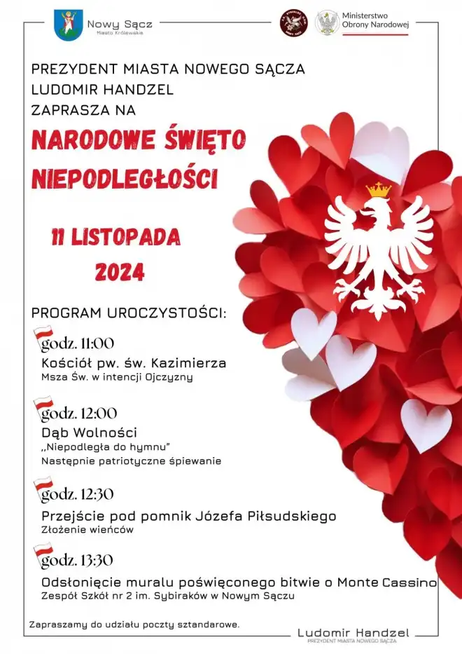 11 Listopada w Nowym Sączu. Msza, hymn, mural i patriotyczne śpiewanie