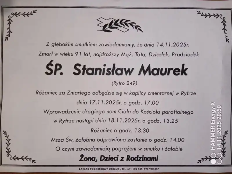 Zmarł druh OSP Rytro Stanisław Maurek. Oddany strażak odszedł w wieku 91 lat
