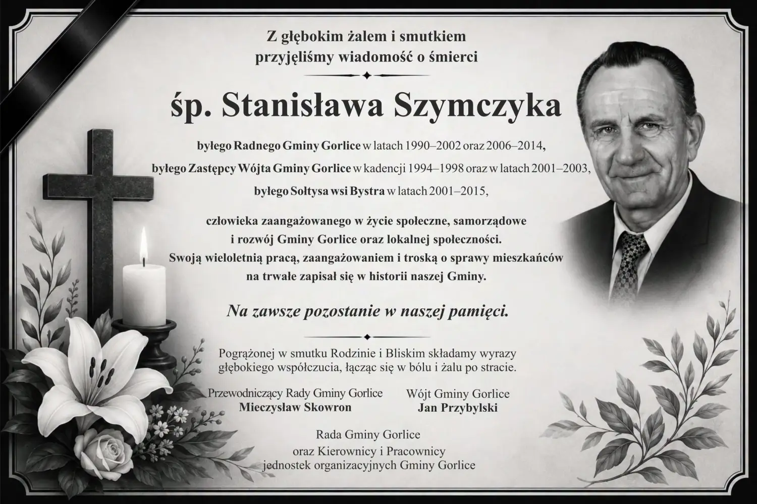 Nie żyje Stanisław Szymczyk. Przez wiele lat działał w samorządzie Gminy Gorlice