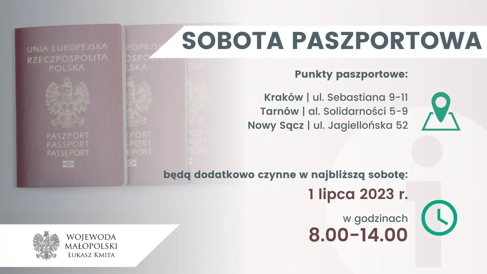 1 lipca kolejna sobota paszportowa. W Krakowie, Tarnowie i Nowym Sączu złożysz wniosek lub odbierzesz gotowy dokument