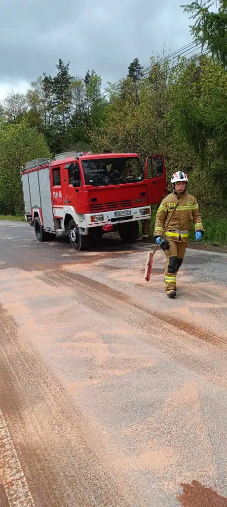 Kolizja na granicy Królowej Górnej i Ptaszkowej. Interweniowały trzy jednostki straży