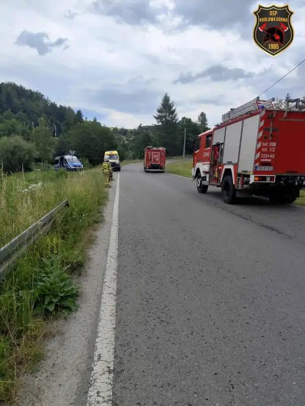 Królowa Górna: Stracił panowanie nad autem. Interweniowały służby ratunkowe