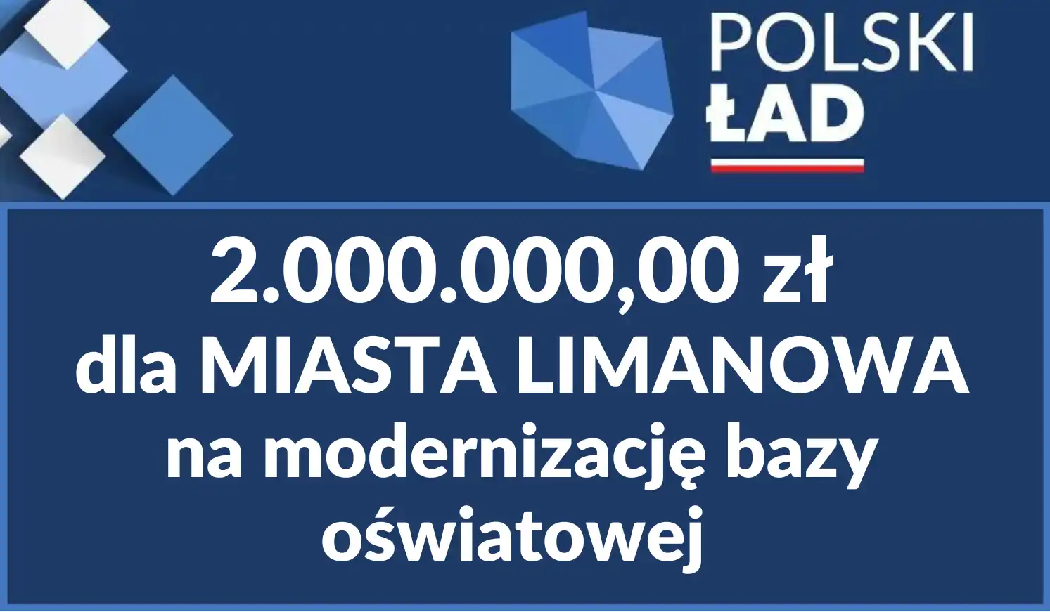 Miasta Limanowa otrzymało wsparcie finansowe na modernizację bazy oświatowej
