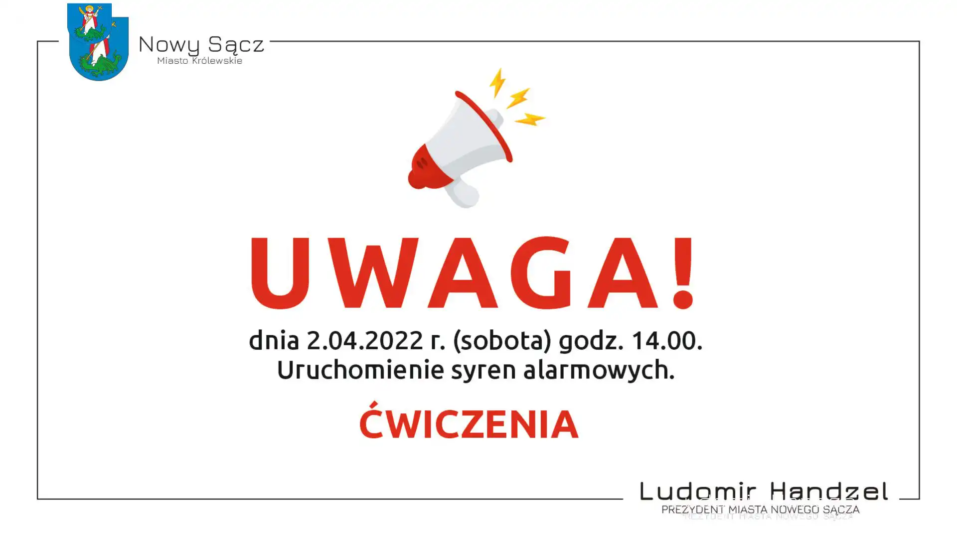 UWAGA! 2 kwietnia planowane jest uruchomienie syren alarmowych