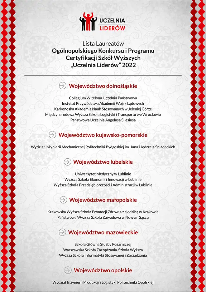 PWSZ Uczelnią Liderów 2022 z wyróżnieniem