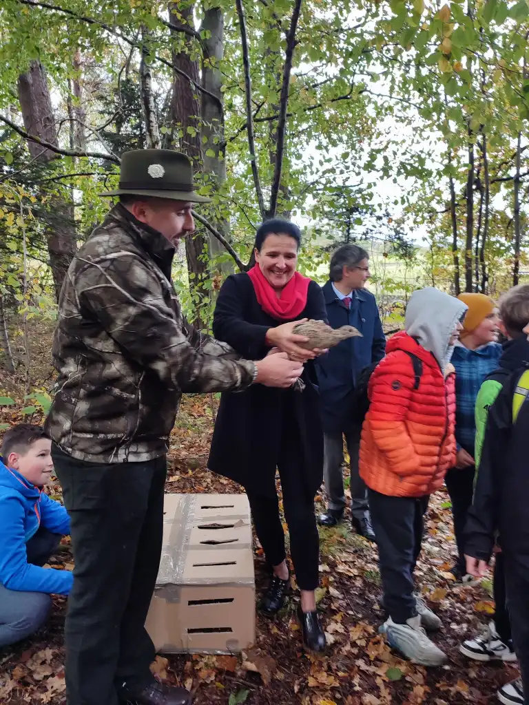 Edukacja w terenie. Zasiedlanie bażantów w Podłopieniu. Lekcja przyrody na żywo