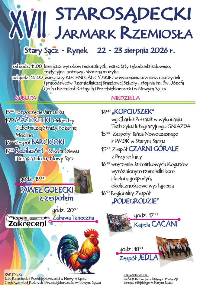 Rynek w Starym Sączu wypełnią kramy, rękodzieło i regionalne smaki. Nadchodzi XVII Jarmark Rzemiosła