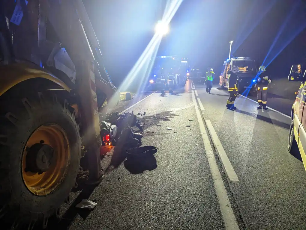 Cieniawa: Śmierć motocyklisty po zderzeniu z koparką