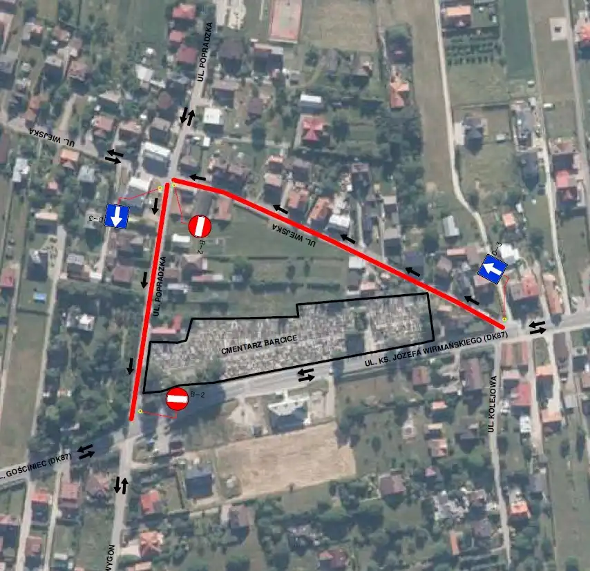 Zmiana organizacji ruchu 1 listopada w Barcicach i Starym Sączu