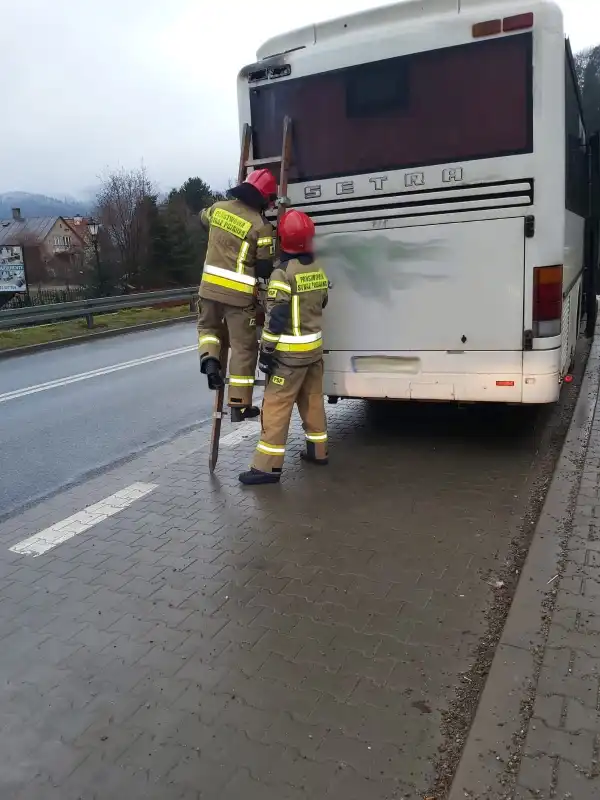 Pożar autobusu w Muszynie
