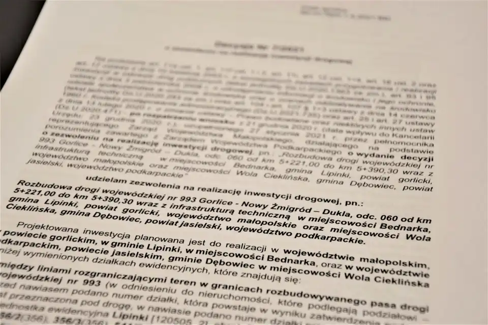 Droga nr 993 Gorlice - Nowy Żmigród - Dukla zostanie rozbudowana