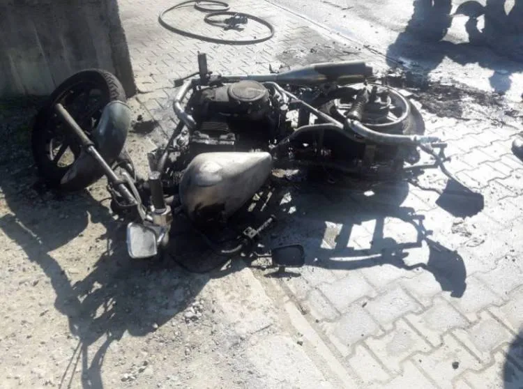 W Gołkowicach Górnych spalił się motocykl
