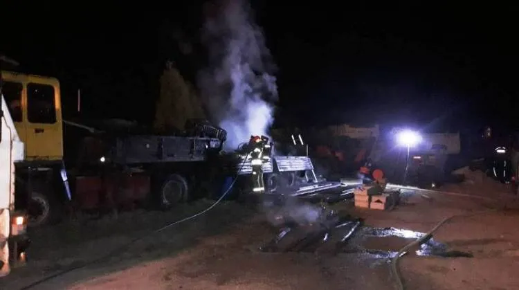 pożar naczepy ciężarówki Chełmiec