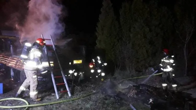 pożar naczepy ciężarówki Chełmiec