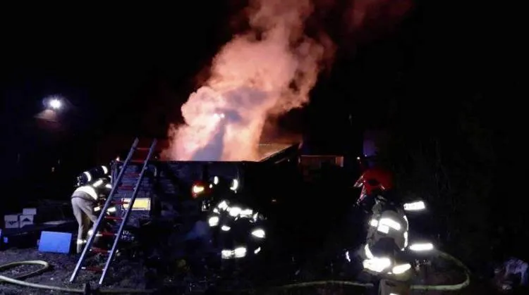 pożar naczepy ciężarówki Chełmiec