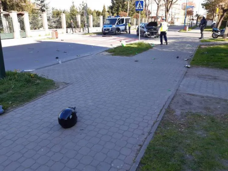 Zderzenie osobówki z motocyklem Nowy Sącz 