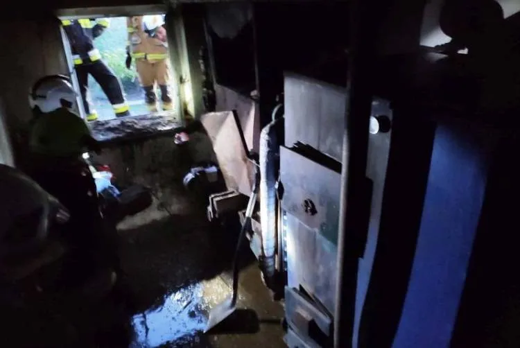 pożar budynku gospodarczego Moszczenica Wyżna