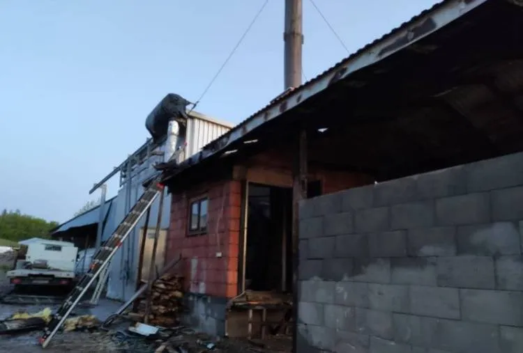 pożar budynku gospodarczego Moszczenica Wyżna
