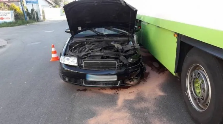 zderzenie trzech samochodów Chełmiec