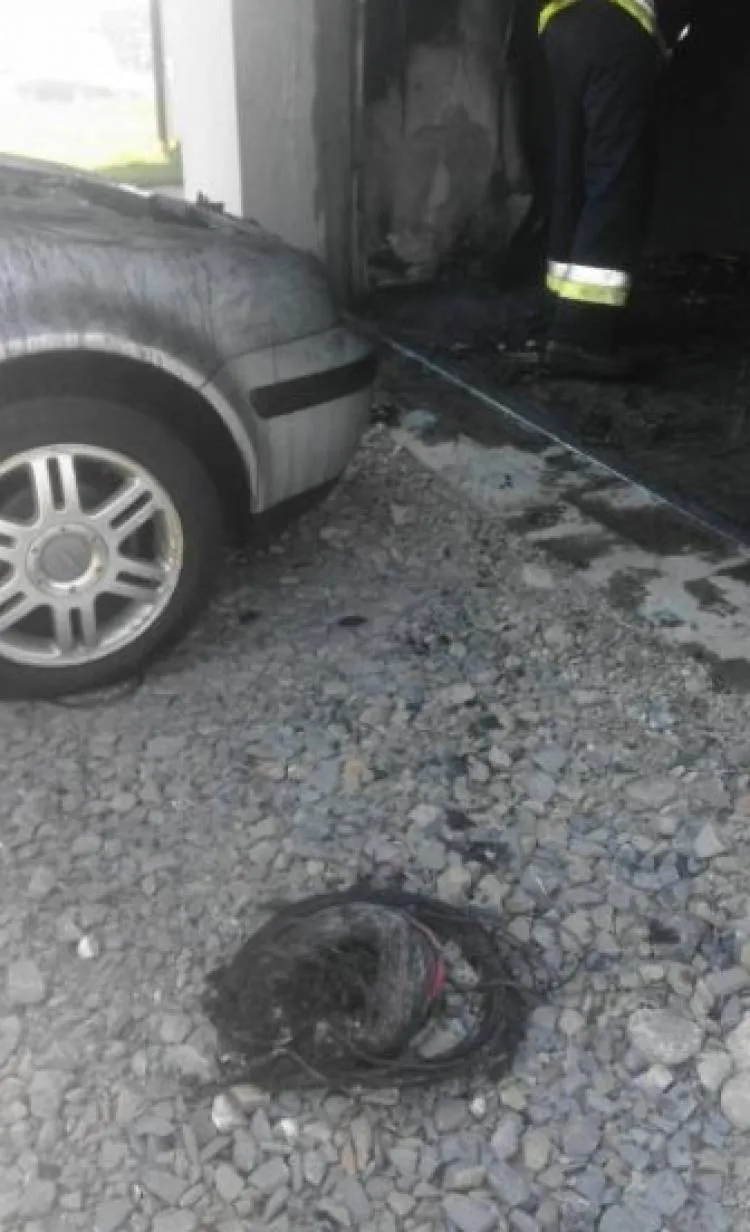 Pożar garażu w Koniuszowej