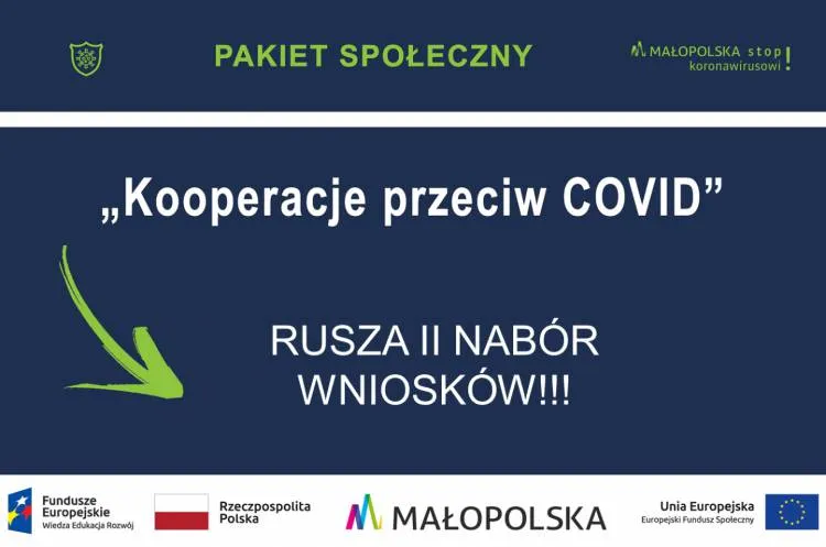Małopolska Tarcza Antykryzysowa: rusza II nabór wniosków w ramach "Kooperacji przeciw COVID"
