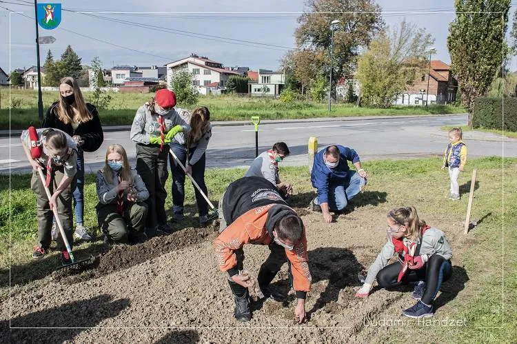 Prezydent sadził żonkile wspólnie z Drużyną Wielopoziomową "Trzy Żywioły"