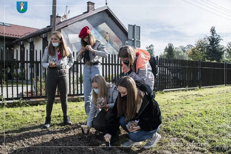 Prezydent sadził żonkile wspólnie z Drużyną Wielopoziomową "Trzy Żywioły"