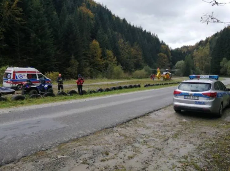Wypadek quada w Wierchomli Małej. Na miejsce wezwano śmigłowiec LPR