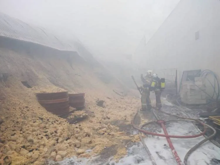 13 zastępów straży gasiło pożar magazynu z materiałem drzewnym na ul. Węgierskiej