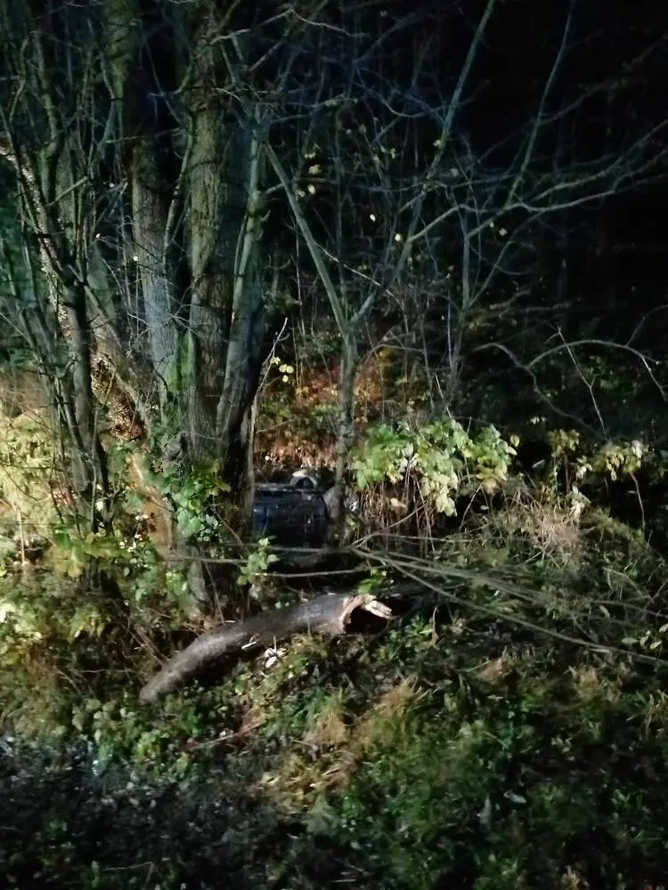 Łukowica: Samochód osobowy wypadł z jezdni i wpadł do koryta rzeki