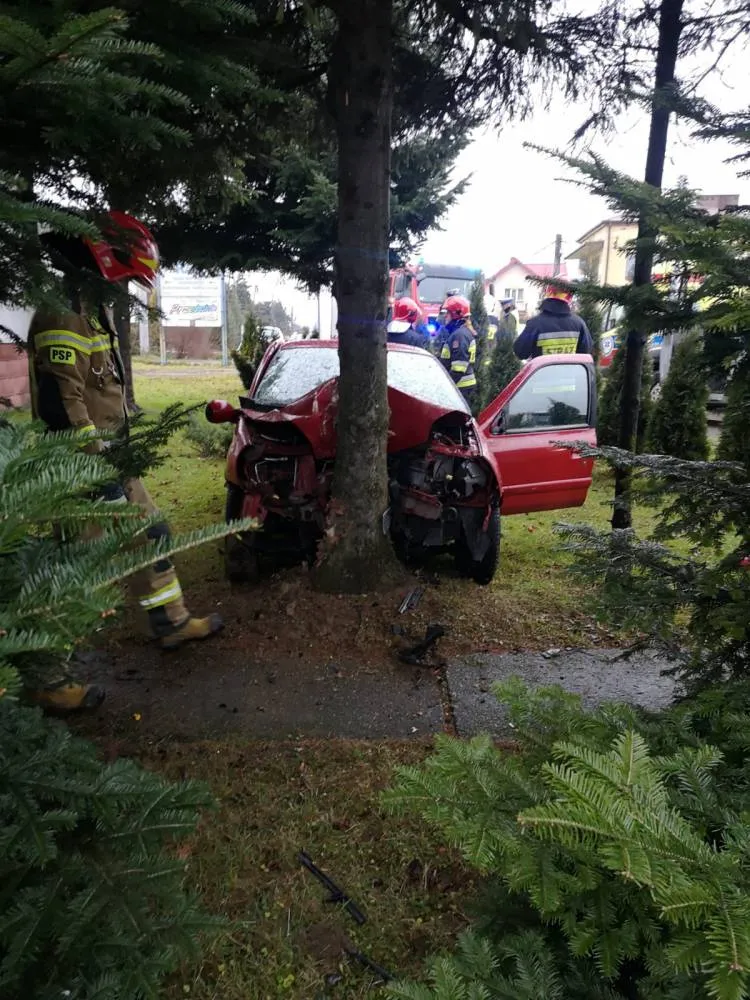 Nawojowa: Na ul. Starosądeckiej samochód osobowy uderzył w drzewo
